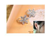 New Exquisite Super Cute Comfy Clip On Snowflake Crystal Studs Stud Earrings