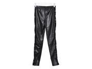 Ladies Sexy Wet Look Leggings Black Lace Side Shiny Leather Look