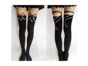 Women Gipsy Mock Ribbed Over Knee Tights Tattoo Cat Leggings Panty Stocking