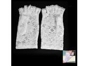 Elegant White Fingerless Short Lace Gloves Fancy Dress French Maid Madonna 80s