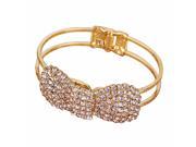 Gold Crystal Diamonte Rhinestone Bow Bowknot Bracelet Bangle Wristband Gift Girl
