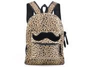 Casual Unisex Leopard Canvas Mustache Backpack Shoulder Bag Rucksack Satchel