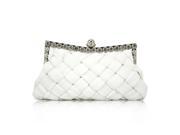 Elegant Ladies White Satin Bridal Evening Prom Clutch Handbag Purse Gift