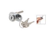 16mm Cylinder Head Diameter Silver Tone Sliding Door Plunger Lock w Keys