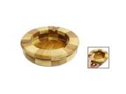Amico Home Office Beige Brown Bamboo Round Shape Cigarette Ash Holder Ashtray