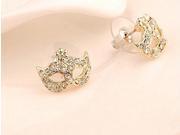 1 Pair of Gold Plated Crystal Rhinestone Party Mask Ear Stud