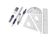 8 In 1 Protractor Compass 15cm Straight Ruler Rulers Set w Case