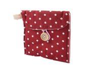 New White Women Rectangle Dotted Sanitary Towel Holder Bag Button Pouch Burgundy