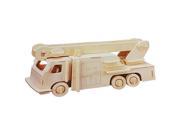 Child Wood Craft Fire Engine Model DIY Puzzle Wooden Assemble Toy Gift