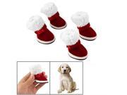 Hot Sale Dog Pet Booties Red White Christmas Xmas Warm Shoes Boots Size 5