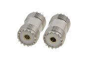 New 2 Pcs Silver Metal S0 239 UHF Double Female Coax Adapter Connector Plug