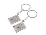 Couples Lovers Silver Tone I Love You Pattern Message Icon Keyring Key Chain
