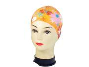 New Orange Women Floral Pattern Elastic Silicone Water Pool Swimming Hat Cap