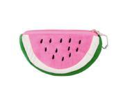 New Watermelon Shape Pink Green Plush Zip up Cards Cash Holder Wallet Purse