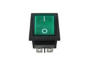 Green Light 4 Pin DPST ON OFF Snap In Rocker Switch 15A 30A 250V AC 28x21mm
