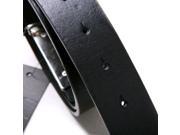 Mens Adjustable Faux Leather Alloy Buckle Belt Black