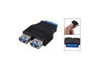Motherboard 2 Ports USB 3.0 A Female to 20 Pin Header Female Adapter