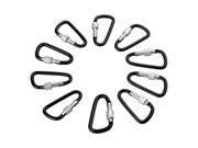 10 D Black Aluminum Screw Lock Carabiner Hook Keychain Keyring