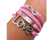 eFuture TM Pink Romantic Vintage Handmade Love Leather Rope Knit Infinity Bracelet Wristband eFuture s nice Keyring