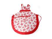 Women Apron with Ruffle Pocket Floral Roses for Cooking Kitchen