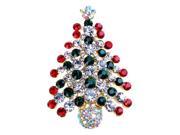 Multi Colored Crystal Christmas Tree Brooch Pin Christmas Gift