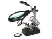 LED Light 2.5X 7.5X 10X Magnifier Helping Hand Auxiliary Clamp Stand