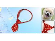 Red Dog Cat Pet Collar Bow Ties Neckties Accessory White Dots Decor
