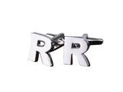 1 Pair of Personal Capital Letter R Silver Cufflinks