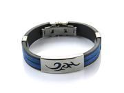 Stainless Steel Cloud Black Blue Silicone Cuff Bracelet Wristband Men