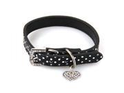 Black PU Leather Dog Cats Pets Puppy Neck Safety Collars XS