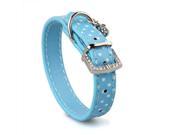 Blue PU Leather Dog Cats Pets Puppy Neck Safety Collars XS