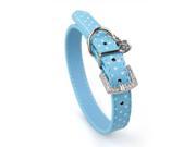 Blue PU Leather Dogs Cats Pets Puppy Neck Safety Collars S