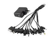 10 in 1 Cell Phone Adapter USB Wall Charger Black AC 100 240V US Plug
