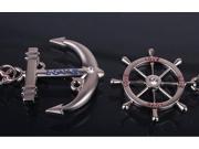 Couple Nautical Steering Wheel Anchor Charms Keychain Key Ring