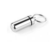 Silver Pill Medicine Box Holder Container Keyring Keychain