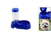 Blue Plastic Double Food Bowl Water Dispenser for Dog Cat