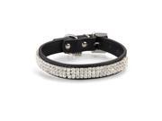 Black Leather Rhinestone Diamante Bling Dogs Cats Pets Puppy Neck Collars M