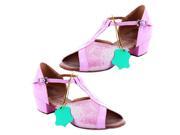 SANTSIWEI Latin Shoes Heel High 3.5cm Fish Scale Pink 8