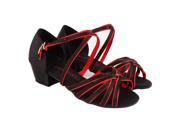 SANTSIWEI Latin Shoes Heel High 3.5cm Double Layer Stain Black Red 6