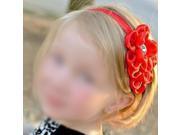 Unusal Girls Baby Red Flower with Rhinestone Hairband Headband