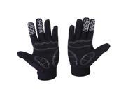 Qepae Bicycle Gloves Skeleton Pattern Full Finger Warm Bike Sports Gloves Black White