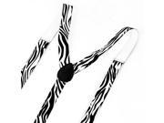 Unisex Zebra Pattern Clip on Elastic Suspender Braces White Black
