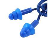 Blue Stretchy String Silicone Swim Ear Plugs w Storage Case