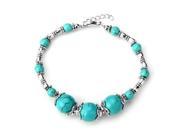 Tibet Silver Turquoise Beads Lobster Clasp Bracelet Chain HOT