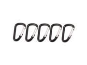 5x Hiking Spring Loaded 4mm Dia Black Aluminum Alloy Carabiner Hooks