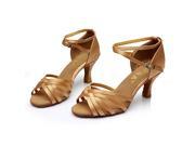 Latin Dance Shoes High Heel 7cm Knotted Beige 4.5