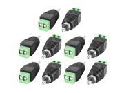 Coax Cat5 Cat6 to RCA Male CCTV Camera Audio Balun Connector 10 Pieces Black with Green