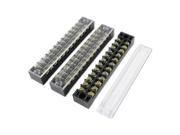 3 Pcs 12 Positions Dual Rows Covered Barrier Screw Terminal Block