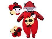 Cartoon Style Cotton padded Baby Rompers Ladybug Warm Red 80cm 4 6M