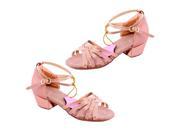 SANTSIWEI Latin Shoes Heel High 3.5cm Knot Stripes Pink 8